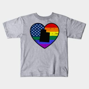 Utah United States Gay Pride Flag Heart Kids T-Shirt